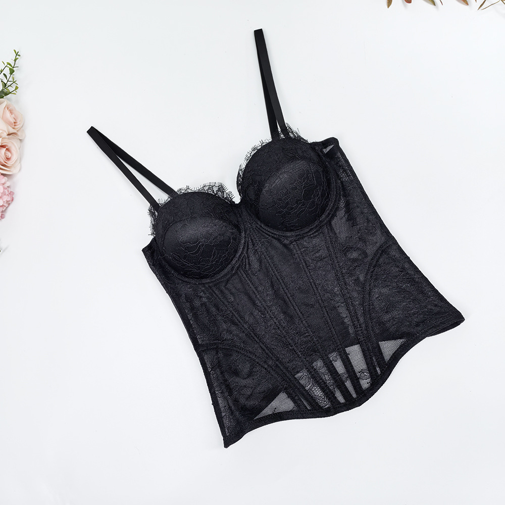 Womens Lace Corset Bustier Ladies Trendy Tightened Fishbone Bra Tops Vest